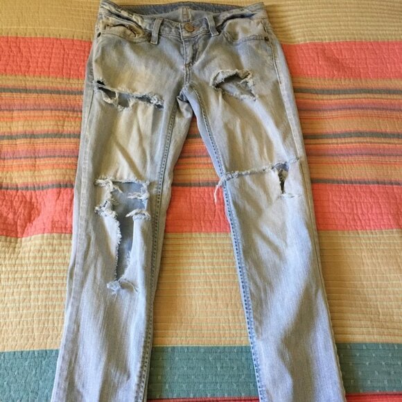 TOMMY GIRL 28 Ripped Skinny Jeans Raw Hem Pants - Picture 1 of 8